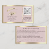Bruine Eyelash-microblade Qr-code Aftercare Blush Visitekaartje (Voorkant / Achterkant)