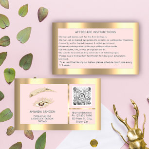 Bruine Eyelash-microblade QrCode Aftercare Visitekaartje