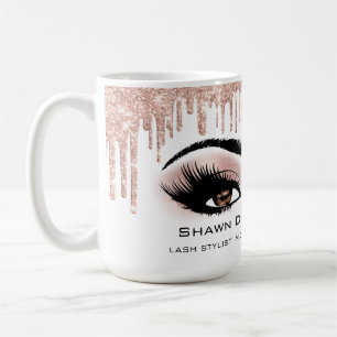 Bruine Eyelashes-Roos - Zachte glitterschijven Koffiemok