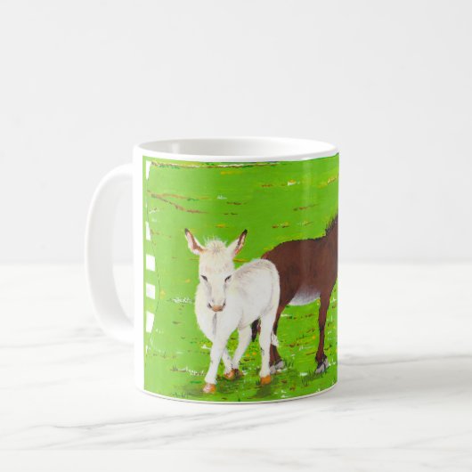 Bruine ezel en witte ezels mok (Voorkant links)