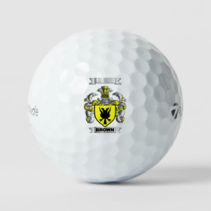 BRUINE FAMILIE NAAM SCHILD EN KAM GOLFBAL GOLFBALLEN