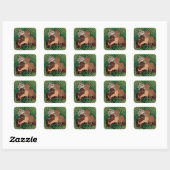Bruine Familie Vierkante Sticker (Vel)