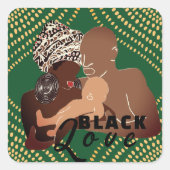 Bruine Familie Vierkante Sticker (Voorkant)