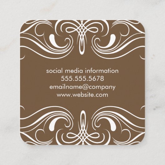 Bruine Fantasie Elementen Vierkante Visitekaartje (Achterkant)