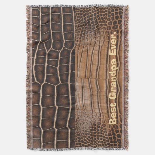 Bruine faux alligator leder beste opa ooit deken (Voorkant Verticaal)