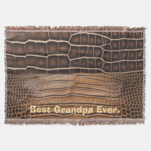 Bruine faux alligator leder beste opa ooit deken (Voorkant)