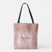 Bruine Faux-Glitter Girly Blush Pink Gepersonalise Tote Bag (Achterkant)