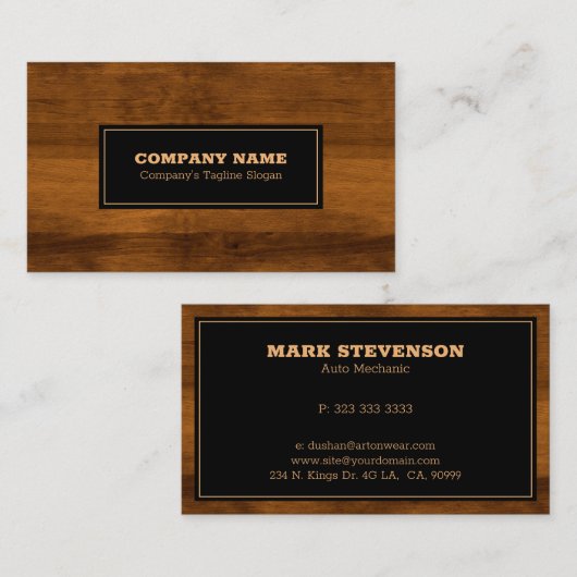 Bruine faux houten planken achtergrond visitekaartje (Voorkant / Achterkant)