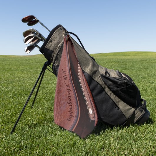 Bruine Faux Leather Satin Rits gepersonaliseerd Golfhanddoek (Groen)