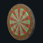 Bruine Faux lederen textuur Dartbord<br><div class="desc">Een trendy modern design met een bruine faux lederen textuur print met rode en groene accenten.</div>