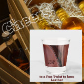 Bruine faux Leer met open Rits Shot Glas