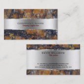 Bruine faux Marble & Metallic Silver Visitekaartje (Voorkant / Achterkant)