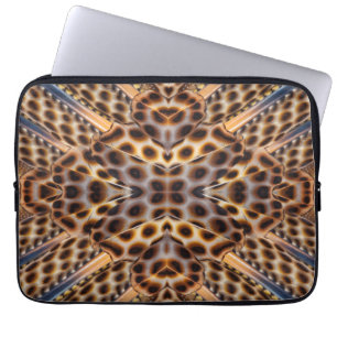Bruine fazantveer caleidoscoop laptop sleeve