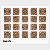 Bruine fazantveer caleidoscoop vierkante sticker (Vel)