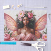 Bruine fee met roze vleugels en pioenen tissuepapier (Craft)