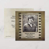 Bruine film Strip Grunge Fotokaart Uitnodiging (Voorkant / Achterkant)
