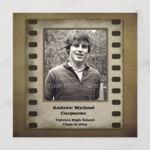 Bruine film Strip Grunge Fotokaart Uitnodiging