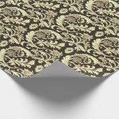 Bruine Fleur Antieke Patroon Cadeaupapier (Hoek)