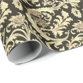 Bruine Fleur Antieke Patroon Cadeaupapier (Rol Hoek)