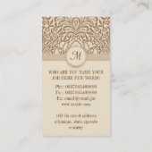 Bruine  floral chic monogram visitekaartjes (Achterkant)