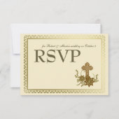 Bruine Floral Cross RSVP (Voorkant)