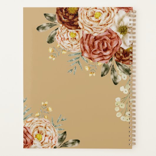 Bruine Floral Planner (Achterkant)