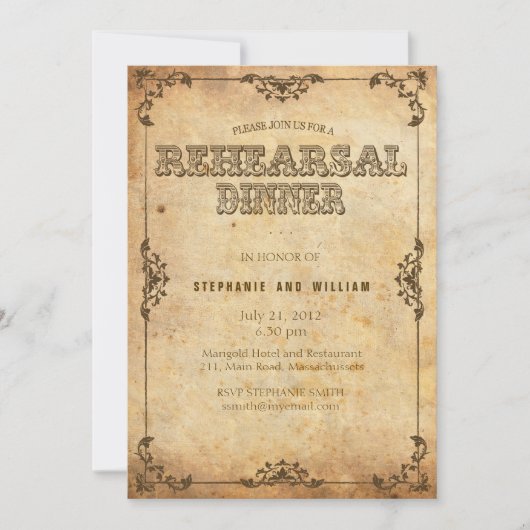 Bruine  Floral Rehearsal Dinner Kaart (Voorkant)