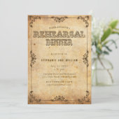Bruine  Floral Rehearsal Dinner Kaart (Staand voorkant)