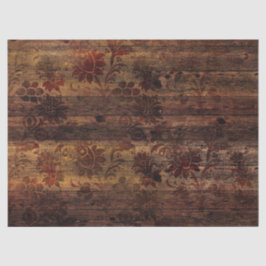 Bruine Floral Rustic Wood ontspringen Tissuepapier