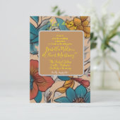 Bruine Foral Uitnodiging Bruin (Staand voorkant)