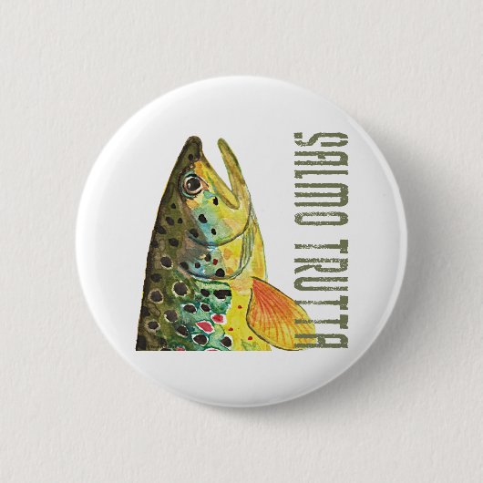 Bruine forel Ichthyology, Gevist, fly Fishing Ronde Button 5,7 Cm (Voorkant)