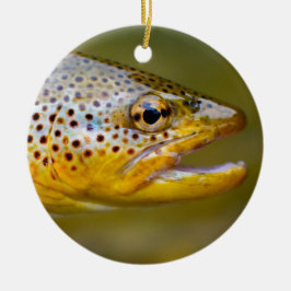 Bruine forel keramisch ornament