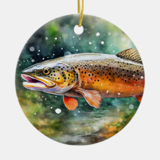 Bruine forel keramisch ornament