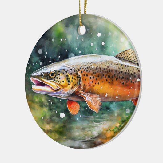 Bruine forel keramisch ornament (Links)
