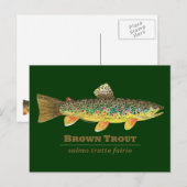 Bruine forel Latijn Ichthyology Briefkaart (Voorkant / Achterkant)