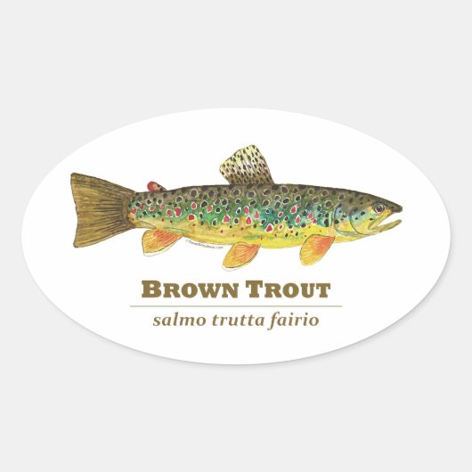 Bruine forel Latijn Ichthyology Ovale Sticker (Voorkant)