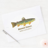 Bruine forel Latijn Ichthyology Ovale Sticker (Envelop)