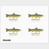 Bruine forel Latijn Ichthyology Ovale Sticker (Vel)