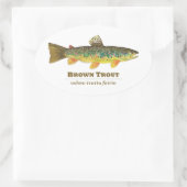 Bruine forel Latijn Ichthyology Ovale Sticker (Tas)