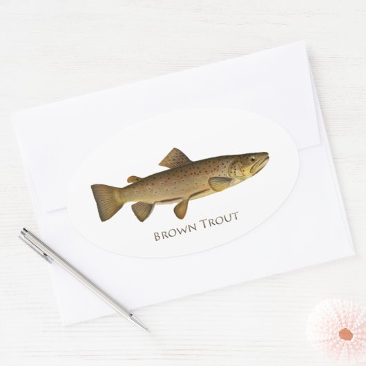 Bruine forel Logo Ovale Sticker (Envelop)