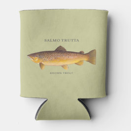 Bruine forel met  illustratie blikjeskoeler