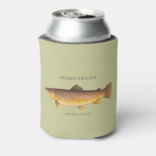 Bruine forel met  illustratie blikjeskoeler (Blikje Achterkant)