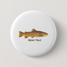 Bruine forel (met titel) ronde button 5,7 cm