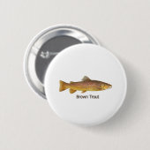 Bruine forel (met titel) ronde button 5,7 cm (Voorkant /achterkant)