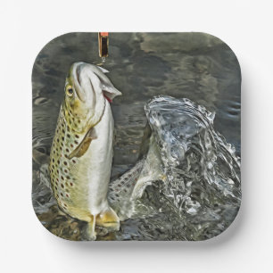 Bruine forel papieren bordje