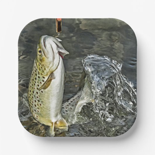 Bruine forel papieren bordje (Voorkant)