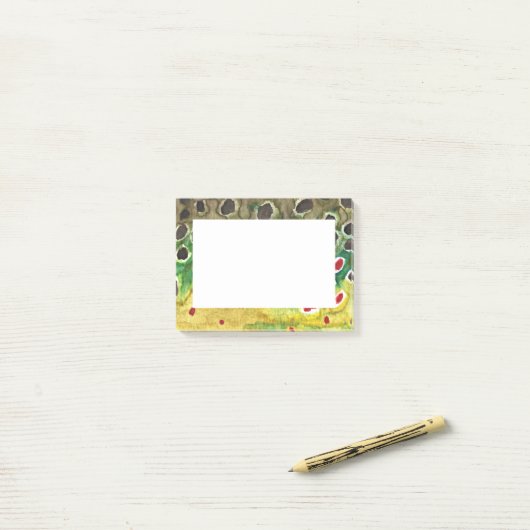 Bruine forel post-it® notes (Op bureau)