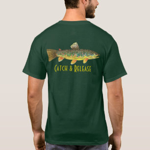 Bruine forel vangen en vrijlaten Vliegende vissen T-shirt