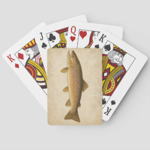 Bruine Forel Vintage Vis Watercolor Speelkaarten