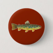 Bruine forel Vis Red Angler's Ronde Button 5,7 Cm (Voorkant)
